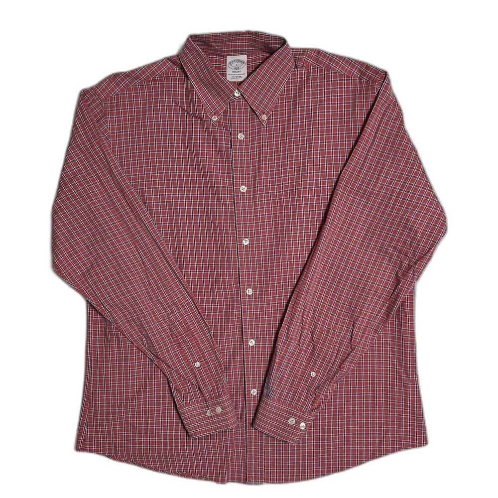 Brooks Brothers 1818 Regent Shirt Men’s L Red Button Down Plaid 100% Cotton